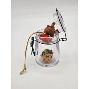 Christmas Ornamant Holiday Jar With Mouse Handle Merry Christmas Miniature